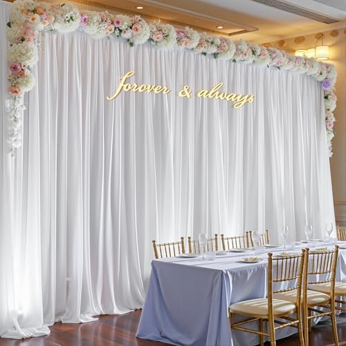 40ft x 10ft Cream White Backdrop Curtains, Wrinkle-Free Sheer Chiffon Fabric Photo Backdrop Drapes for Wedding, alternate