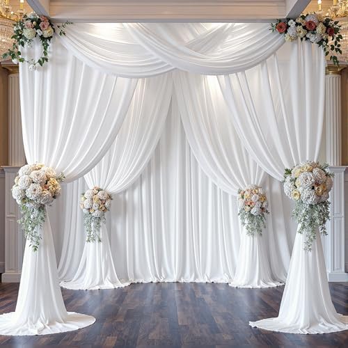 40ft x 10ft Cream White Backdrop Curtains, Wrinkle-Free Sheer Chiffon Fabric Photo Backdrop Drapes for Wedding, alternate