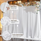 40ft x 10ft Cream White Backdrop Curtains, Wrinkle-Free Sheer Chiffon Fabric Photo Backdrop Drapes for Wedding, alternate