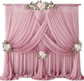 40ft x 10ft Dusty Rose Backdrop Curtains, Wrinkle-Free Sheer Chiffon Fabric Photo Backdrop Drapes for Wedding