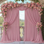 40ft x 10ft Dusty Rose Backdrop Curtains, Wrinkle-Free Sheer Chiffon Fabric Photo Backdrop Drapes for Wedding, alternate view