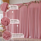 40ft x 10ft Dusty Rose Backdrop Curtains, Wrinkle-Free Sheer Chiffon Fabric Photo Backdrop Drapes for Wedding, alternate view