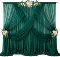 40ft x 10ft Emerald Green Backdrop Curtains, Wrinkle-Free Sheer Chiffon Fabric Photo Backdrop Drapes for Wedding