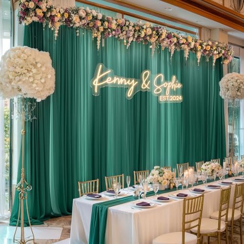 40ft x 10ft Emerald Green Backdrop Curtains, Wrinkle-Free Sheer Chiffon Fabric Photo Backdrop Drapes for Wedding, alternate