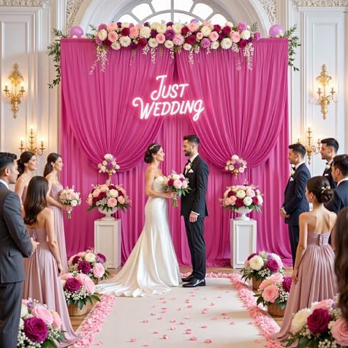 40ft x 10ft Fuchsia Backdrop Drapes for Wedding Parties, 8 Panels Wrinkle-Free Polyester Fabric Background, alternate view 2