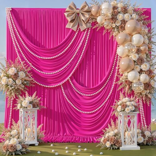 40ft x 10ft Hot Pink Backdrop Curtains, Hot Pink Drapes for Backdrop Draping Fabric Wedding Birthday Party Baby, alternate