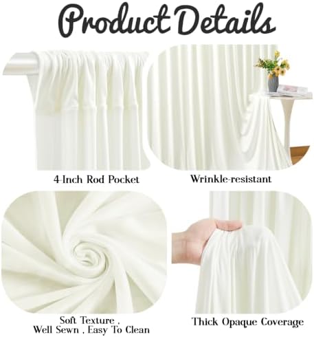 40ft x 10ft Ivory Backdrop Curtains, Wrinkle Free Fabric Drapes for Backdrop, Cream Photo Backdrop Drapes for, alternate view