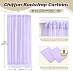 40ft x 10ft Lilac Backdrop Curtains, Wrinkle-Free Sheer Chiffon Fabric Photo Backdrop Drapes for Wedding Arch, alternate view