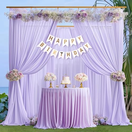 40ft x 10ft Lilac Backdrop Curtains, Wrinkle-Free Sheer Chiffon Fabric Photo Backdrop Drapes for Wedding Arch, alternate view