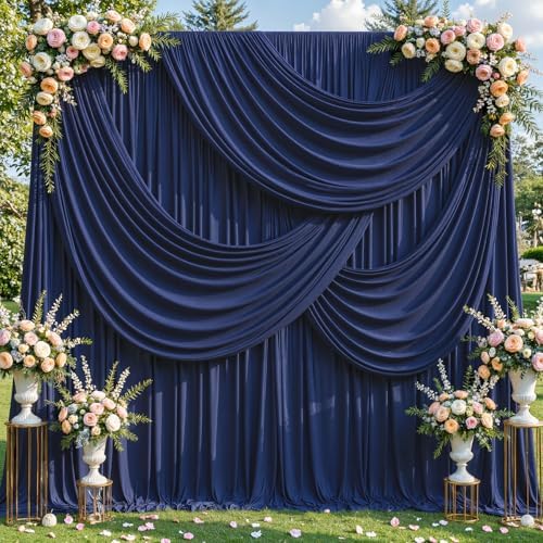 40ft x 10ft Navy Blue Backdrop Curtains, Navy Blue Drapes for Backdrop Wedding Birthday Party Baby Bridal Shower