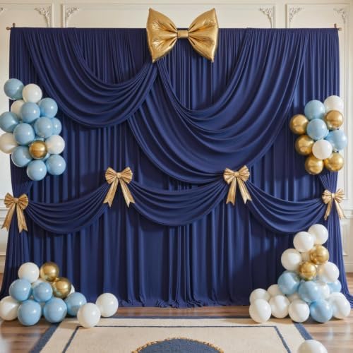 40ft x 10ft Navy Blue Backdrop Curtains, Navy Blue Drapes for Backdrop Wedding Birthday Party Baby Bridal Shower, alternate