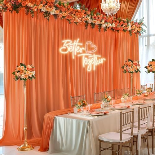 40ft x 10ft Orange Backdrop Curtains, Wrinkle-Free Sheer Chiffon Fabric Photo Backdrop Drapes for Wedding Arch, alternate