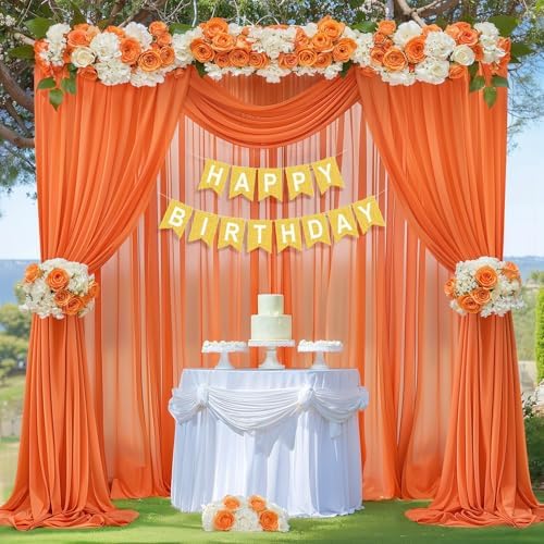40ft x 10ft Orange Backdrop Curtains, Wrinkle-Free Sheer Chiffon Fabric Photo Backdrop Drapes for Wedding Arch, alternate