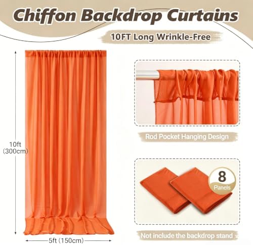 40ft x 10ft Orange Backdrop Curtains, Wrinkle-Free Sheer Chiffon Fabric Photo Backdrop Drapes for Wedding Arch, alternate
