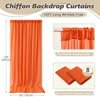 40ft x 10ft Orange Backdrop Curtains, Wrinkle-Free Sheer Chiffon Fabric Photo Backdrop Drapes for Wedding Arch, alternate