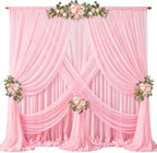 40ft x 10ft Peach Pink Backdrop Curtains, Wrinkle-Free Sheer Chiffon Fabric Photo Backdrop Drapes for Wedding