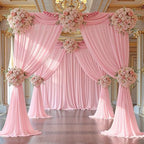 40ft x 10ft Peach Pink Backdrop Curtains, Wrinkle-Free Sheer Chiffon Fabric Photo Backdrop Drapes for Wedding, alternate view