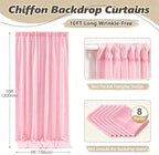 40ft x 10ft Peach Pink Backdrop Curtains, Wrinkle-Free Sheer Chiffon Fabric Photo Backdrop Drapes for Wedding, alternate view