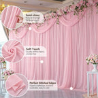 40ft x 10ft Peach Pink Backdrop Curtains, Wrinkle-Free Sheer Chiffon Fabric Photo Backdrop Drapes for Wedding, alternate view