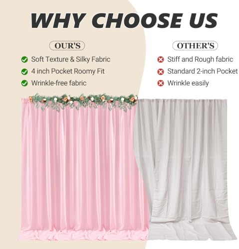 40ft x 10ft Peach Pink Backdrop Curtains, Wrinkle-Free Sheer Chiffon Fabric Photo Backdrop Drapes for Wedding, alternate view