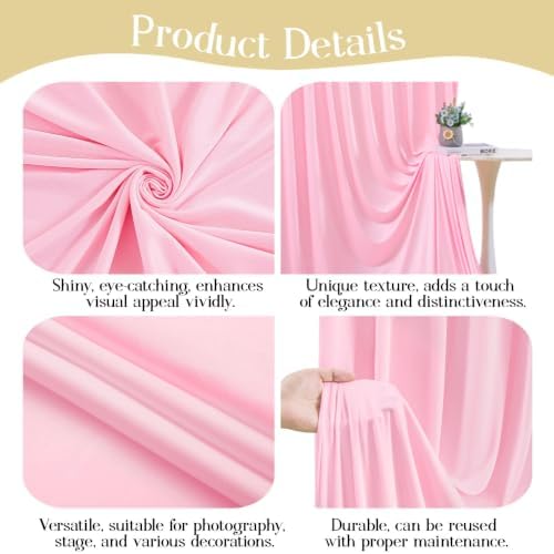 40ft x 10ft Pink Backdrop Curtains, Baby Pink Drapes for Backdrop Draping Fabric Wedding Birthday Party Baby, alternate view
