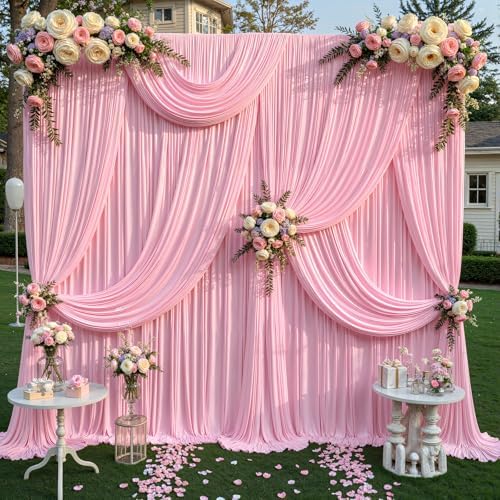 40ft x 10ft Pink Backdrop Curtains, Baby Pink Drapes for Backdrop Draping Fabric Wedding Birthday Party Baby, alternate view