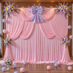 40ft x 10ft Pink Backdrop Curtains, Baby Pink Drapes for Backdrop Fabric in 40 ft X 10 ft(8 Panels 5ft X 10ft), alternate