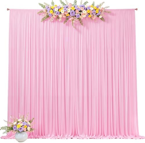 40ft x 10ft Pink Backdrop Curtains, Baby Pink Drapes for Backdrop Fabric in 40 ft X 10 ft(8 Panels 5ft X 10ft), alternate