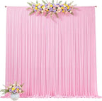 40ft x 10ft Pink Backdrop Curtains, Baby Pink Drapes for Backdrop Fabric in 40 ft X 10 ft(8 Panels 5ft X 10ft), alternate