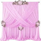 40ft x 10ft Pink Backdrop Curtains, Wrinkle-Free Sheer Chiffon Fabric Photo Backdrop Drapes for Wedding Arch