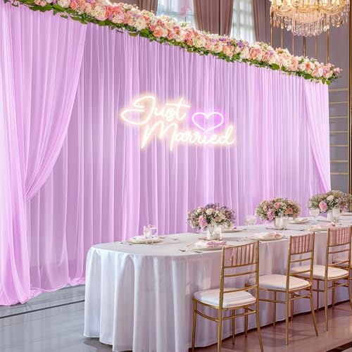 40ft x 10ft Pink Backdrop Curtains, Wrinkle-Free Sheer Chiffon Fabric Photo Backdrop Drapes for Wedding Arch, alternate view