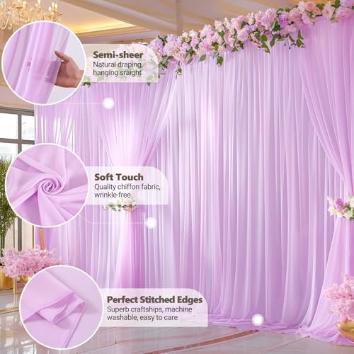 40ft x 10ft Pink Backdrop Curtains, Wrinkle-Free Sheer Chiffon Fabric Photo Backdrop Drapes for Wedding Arch, alternate view