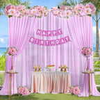 40ft x 10ft Pink Backdrop Curtains, Wrinkle-Free Sheer Chiffon Fabric Photo Backdrop Drapes for Wedding Arch, alternate view