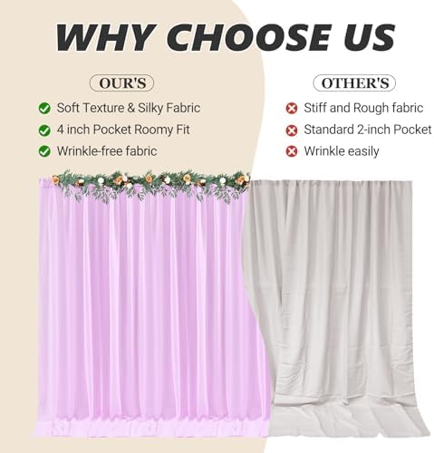 40ft x 10ft Pink Backdrop Curtains, Wrinkle-Free Sheer Chiffon Fabric Photo Backdrop Drapes for Wedding Arch, alternate view