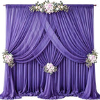 40ft x 10ft Purple Backdrop Curtains, Wrinkle-Free Sheer Chiffon Fabric Photo Backdrop Drapes for Wedding Arch