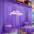 40ft x 10ft Purple Backdrop Curtains, Wrinkle-Free Sheer Chiffon Fabric Photo Backdrop Drapes for Wedding Arch, alternate