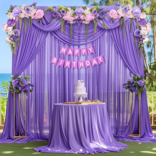 40ft x 10ft Purple Backdrop Curtains, Wrinkle-Free Sheer Chiffon Fabric Photo Backdrop Drapes for Wedding Arch, alternate