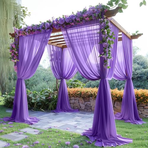 40ft x 10ft Purple Backdrop Curtains, Wrinkle-Free Sheer Chiffon Fabric Photo Backdrop Drapes for Wedding Arch, alternate