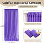 40ft x 10ft Purple Backdrop Curtains, Wrinkle-Free Sheer Chiffon Fabric Photo Backdrop Drapes for Wedding Arch, alternate