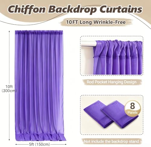 40ft x 10ft Purple Backdrop Curtains, Wrinkle-Free Sheer Chiffon Fabric Photo Backdrop Drapes for Wedding Arch, alternate