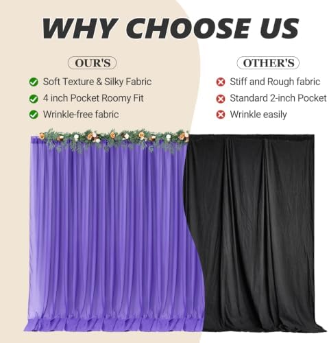 40ft x 10ft Purple Backdrop Curtains, Wrinkle-Free Sheer Chiffon Fabric Photo Backdrop Drapes for Wedding Arch, alternate