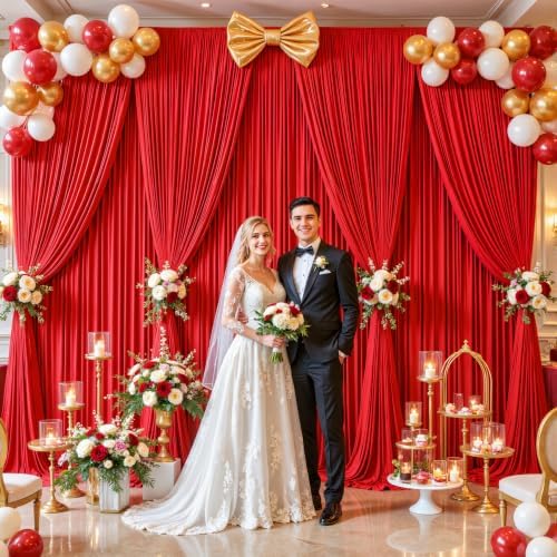 40ft x 10ft Red Backdrop Curtains, Red Drapes for Backdrop Draping Fabric Christmas Wedding Birthday Party Baby, alternate