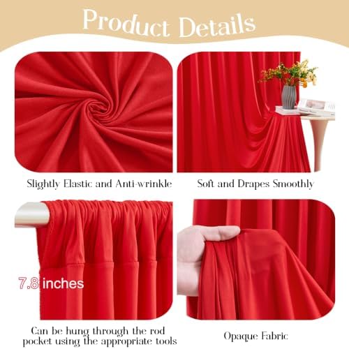40ft x 10ft Red Backdrop Curtains, Red Drapes for Backdrop Draping Fabric Christmas Wedding Birthday Party Baby, alternate