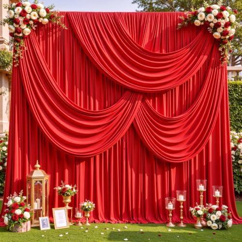 40ft x 10ft Red Backdrop Curtains, Red Drapes for Backdrop Draping Fabric Christmas Wedding Birthday Party Baby, alternate