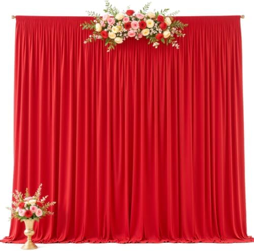 40ft x 10ft Red Backdrop Curtains, Red Drapes for Backdrop Draping Fabric Christmas Wedding Birthday Party Baby, alternate
