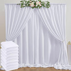 40ft x 10ft White Backdrop Curtain Panels for Parties, Thick Wrinkle Resistant 8 Panels Polyester Wedding