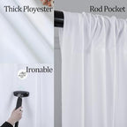 40ft x 10ft White Backdrop Curtain Panels for Parties, Thick Wrinkle Resistant 8 Panels Polyester Wedding, alternate view 2