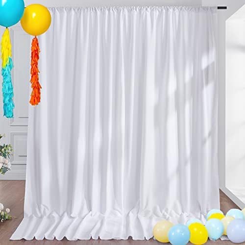 40ft x 10ft White Backdrop Curtain Panels for Parties, Thick Wrinkle Resistant 8 Panels Polyester Wedding, alternate view 3