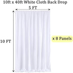 40ft x 10ft White Backdrop Curtain Panels for Parties, Thick Wrinkle Resistant 8 Panels Polyester Wedding, alternate view 4