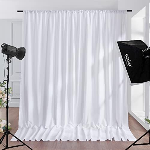 40ft x 10ft White Backdrop Curtain Panels for Parties, Thick Wrinkle Resistant 8 Panels Polyester Wedding, alternate view 6